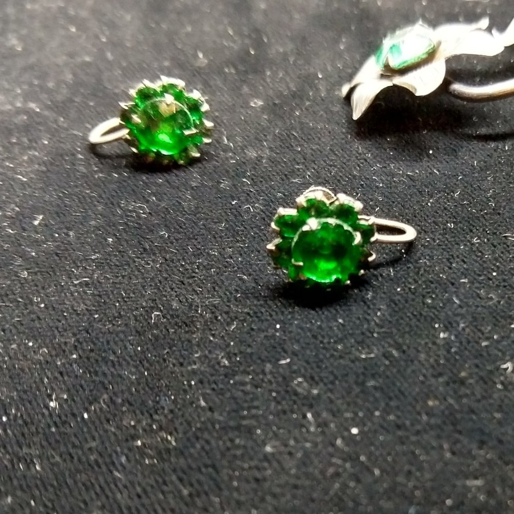 Vintage Sterling Brooch/Pendant Screwback Earrings - Picture 7 of 8
